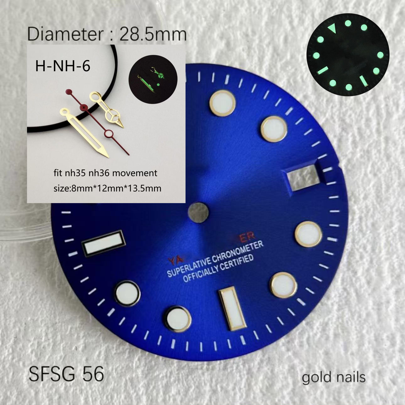Hot SUB 28.5mm NH35 Green Glow - Reel Case 评论和价格