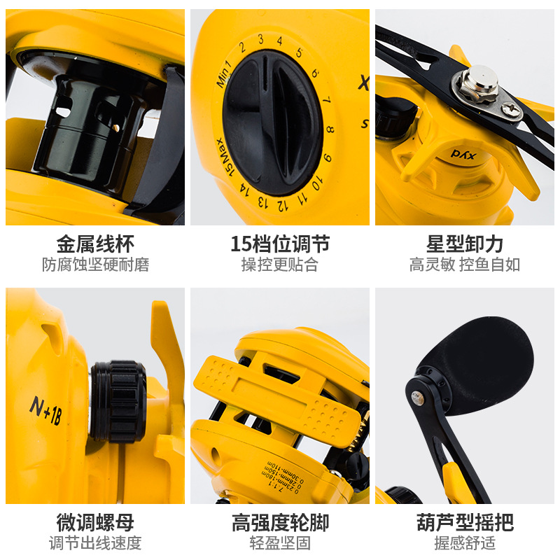 Yellow N+1 Bb Baitcasting Reel - Ice Fishing Reel 评论和价格