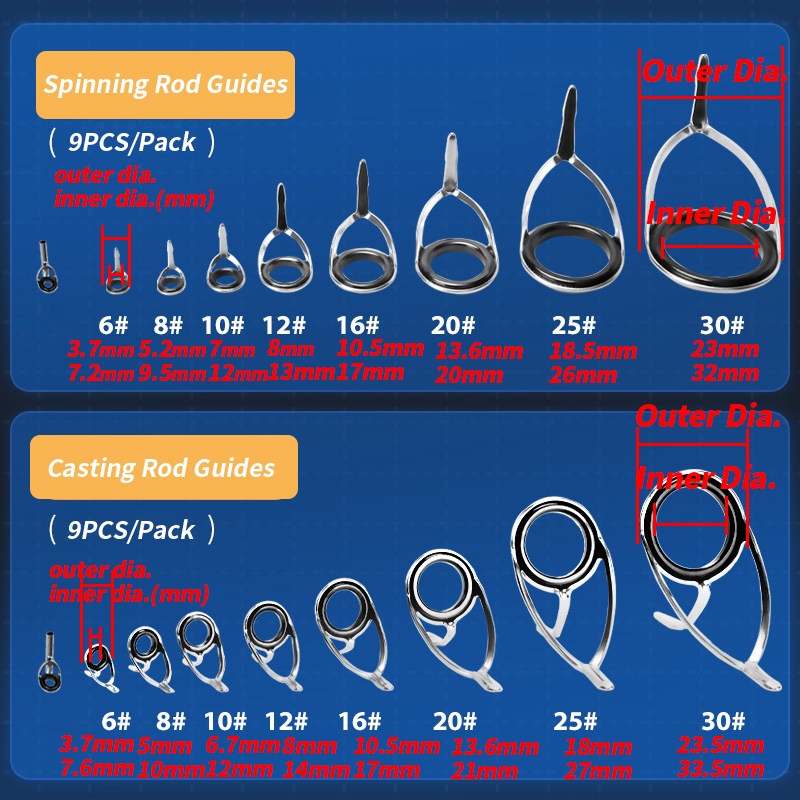 9Pcs Fishing Rod Guides Ring R - Reel Repair Kit 评论和价格